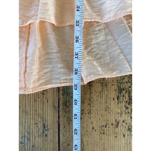 H&M Womens‎ Peach Tunic Dress XL V-Neck Puff Sleeves Viscose Blend oversized - Picture 7 of 7